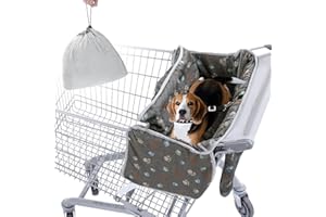 BALAPET Soft Velvet Shopping Cart Cover for Dogs, Plush Pets Grocery Cart Cover with Safety Ropes, Portable and Easy-on Stretch Design for Shopping Carts with Carry Bag(Print)