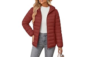 MAGCOMSEN Women's Hooded Puffer Jacket Lightweight Quilted Padded Coat 4 Pockets Zip-up Winter Warm Outerwear