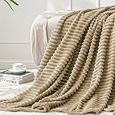 BEDELITE Fleece Throw Blanket for Couch – 3D Ribbed Jacquard Soft and Warm Decorative Fuzzy Blanket – Cozy, Fluffy, Plush Lightweight Brown Throw Blankets for Bed, Sofa, 50x60 inches