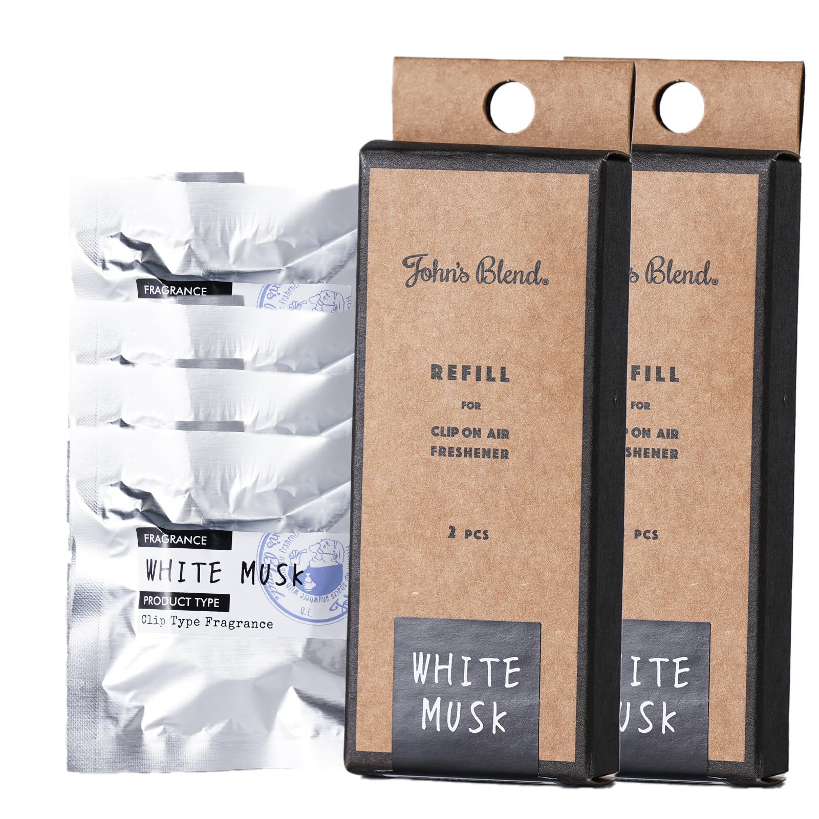 ホワイトムスク 車 芳香剤 詰め替え 2箱セット ジョンズブレンド クリップ エアコン クリップオンエアーフレッシュナー OA-JON-34-1商品画像