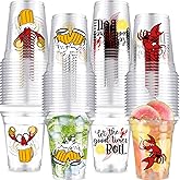 40 Pcs Crawfish Boil Party Cups Crawfish Plastic Cups 12 OZ Let's get Cray Disposable Clear Cups Crawfish Drinking Cups for Crawfish Party Supplies