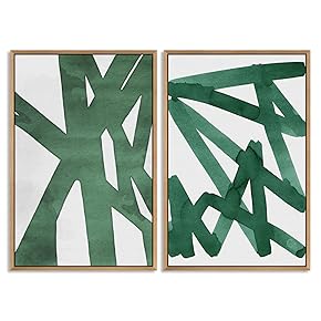 SIGNWIN Framed Wall Art Print Set Intersecting Lines...