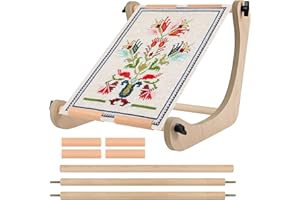 EMBHAND Embroidery Table Stand - Adjustable Cross Stitch Hoop Stand, Wood Embroidery Hoop Stand for Lap or Table, Cross Stitch Frame with 2 Sizes Rod