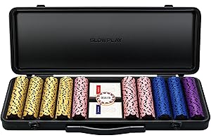 SLOWPLAY Nash 14g Clay Poker Chip Set Black Gold Edition– 500PCS Core Set for Texas Hold’em | Numbered Chips: 5, 25, 100, 500