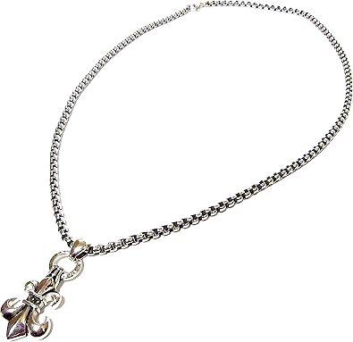 Amazon メンズ ネックレス ユリ 紋章 アクセサリー ヴィンテージ スタイル ギフトボックスセット オレンジレッドボックス ネックレス 通販