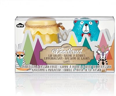 NPW Woodland Bear Honey Pot Lip Balm Set Bubble Gum Passion Fruit Flavors