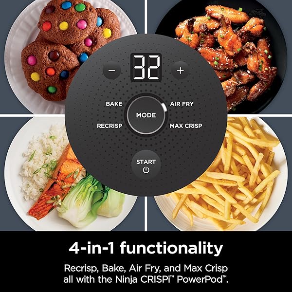 NINJA CRISPI AIR FRYER, MICROWAVE, FREEZER & DISHWASHER SAFE, NON TOXIC GLASS PORTABLE COOKING SYSTEM, 4 QT & 6 CUP GLASS CONTAINERS WITH STORAGE LIDS, EASY MEALS, AIR FRY, BAKE, & MORE GREY, FN101CGY