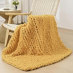 Bigacogo Chunky Knit Throw Blanket for Couch, 40x40