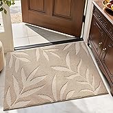 LUMI Front Door Mat Indoor Entrance 32"x48", Low Profile Welcome Mat, Non-Slip Washable Doormat with Rubber Backing for Entrance, Patio, Garage, Beige