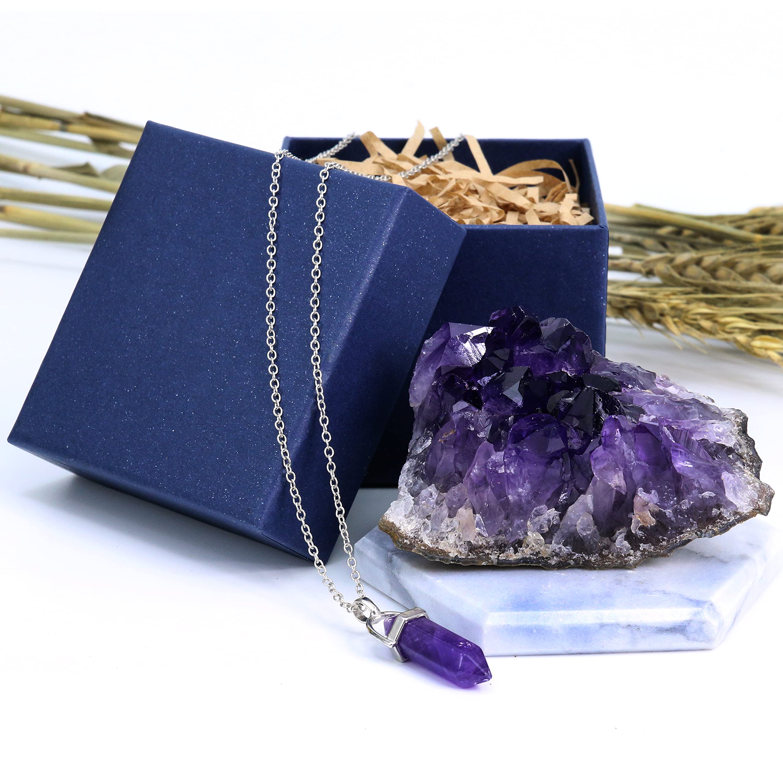 Nvzi Amethyst Crystal, Amethyst Crystal Necklaces, Amethyst Geode Crystals, Cristal Stone, Raw Crystal Cluster, Protection Crystals, Healing Crystals, Purple Crystal, Amethyst Gifts (About 100G)