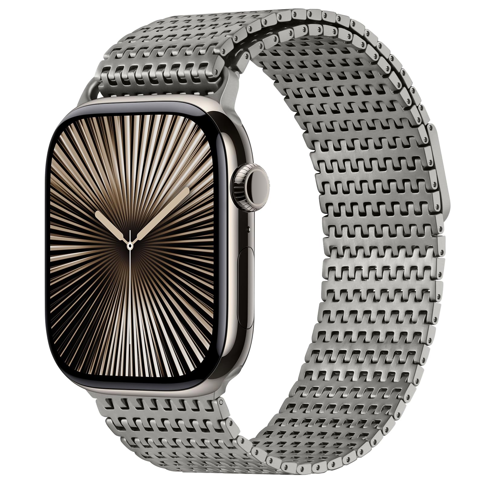 Anlinser Compatible with Apple Watch Strap 49mm 46mm 45mm 44mm 42mm, Magnetic Straps Stainless Steel Metal Band Designed for Apple Watch Ultra 3/2/1 Series 11 10 9 8 7 6-1 SE (46/45/44/42, Titanium)