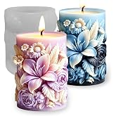 Wehous Lily Candle Molds for Candle Making, Elegant Flower Embossed Silicone Resin Candle Soap Wax Mold, 3D Floral Lily Chocolate Cake Fondant Dessert Molds DIY Art Craft Home Decor