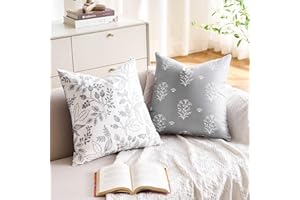 Grey and White Farmhouse Decorative Pillow Covers 20x20 Inch Reversible Floral Couch Pillows Modern Boho Decorative Pillow Ca