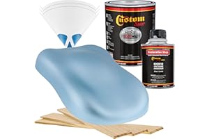Custom Shop - Ice Blue Metallic - Hot Rod Flatz Flat Matte Satin Urethane Auto Paint - Complete Quart Paint Kit - Professional Low Sheen Automotive, Car Truck Coating, 4:1 Mix Ratio