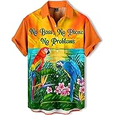 DADDYLOCO Men's Hawaiian Shirt,Ocean Print Shirt, Funny Short Sleeve Button Down,Regular Fit