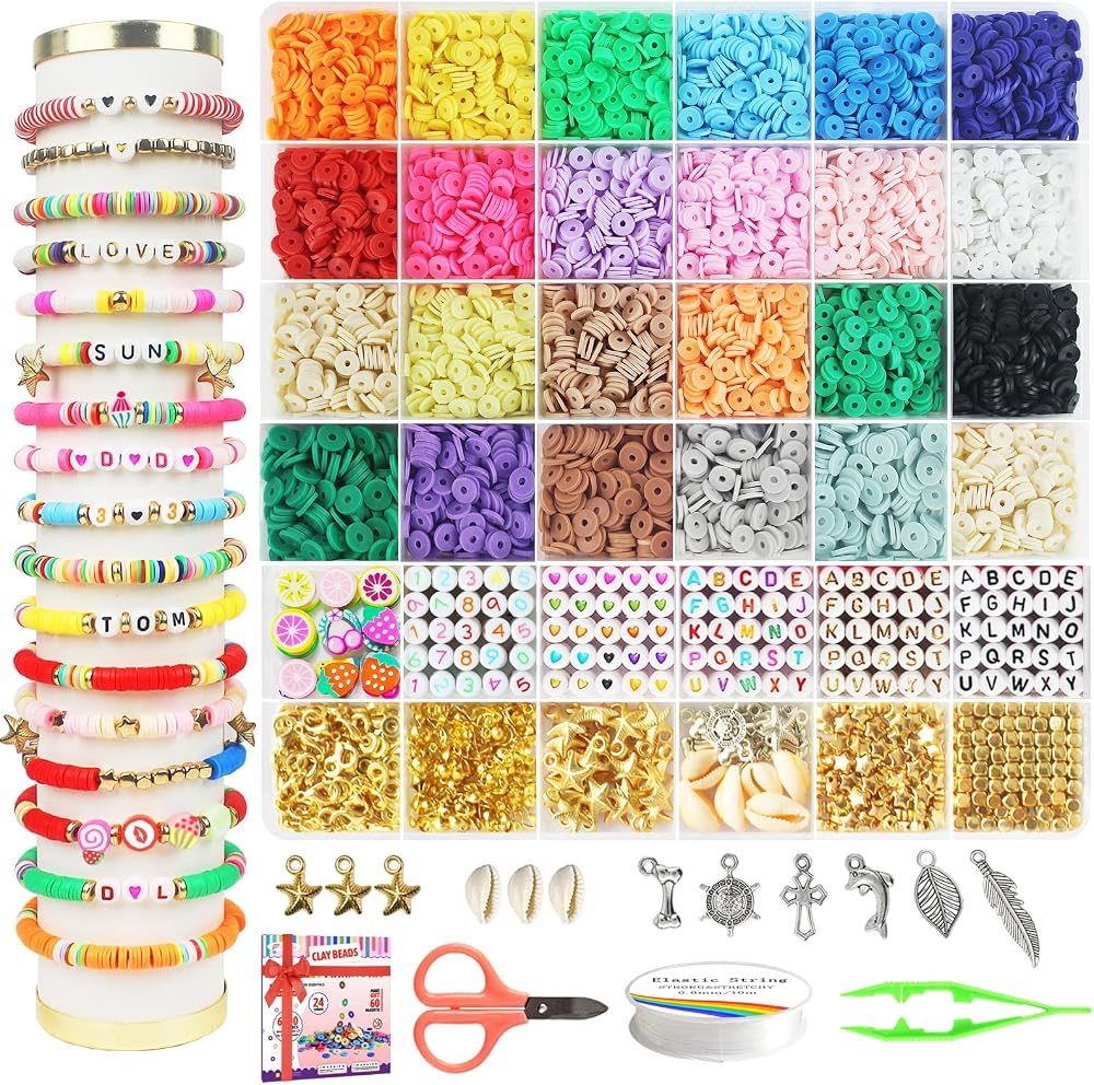 Fournine 6800 Pcs Clay Beads Friendship Bracelet Kit with Charms and Beads