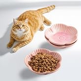 Mecaikru Ceramic Cat Food Bowls, Whisker Friendly Shallow Plates Set of 3 | Use separate dishes for wet meals, dry kibble, water, milk or treats to keep feeding routines cleaner and more organized.