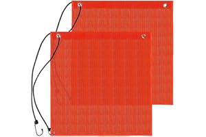 TSUGAMI 2PCS Mesh Car Safety Flag, 18" x 18" High Bright Visibility Warning Sign Safety Flag with Grommets & Bungee Cords, Au