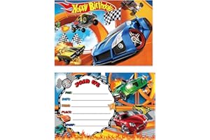 20 PCS Race Car Invitation Cards, Race Car Birthday Party Supplies, Birthday Invitation Card for Boys