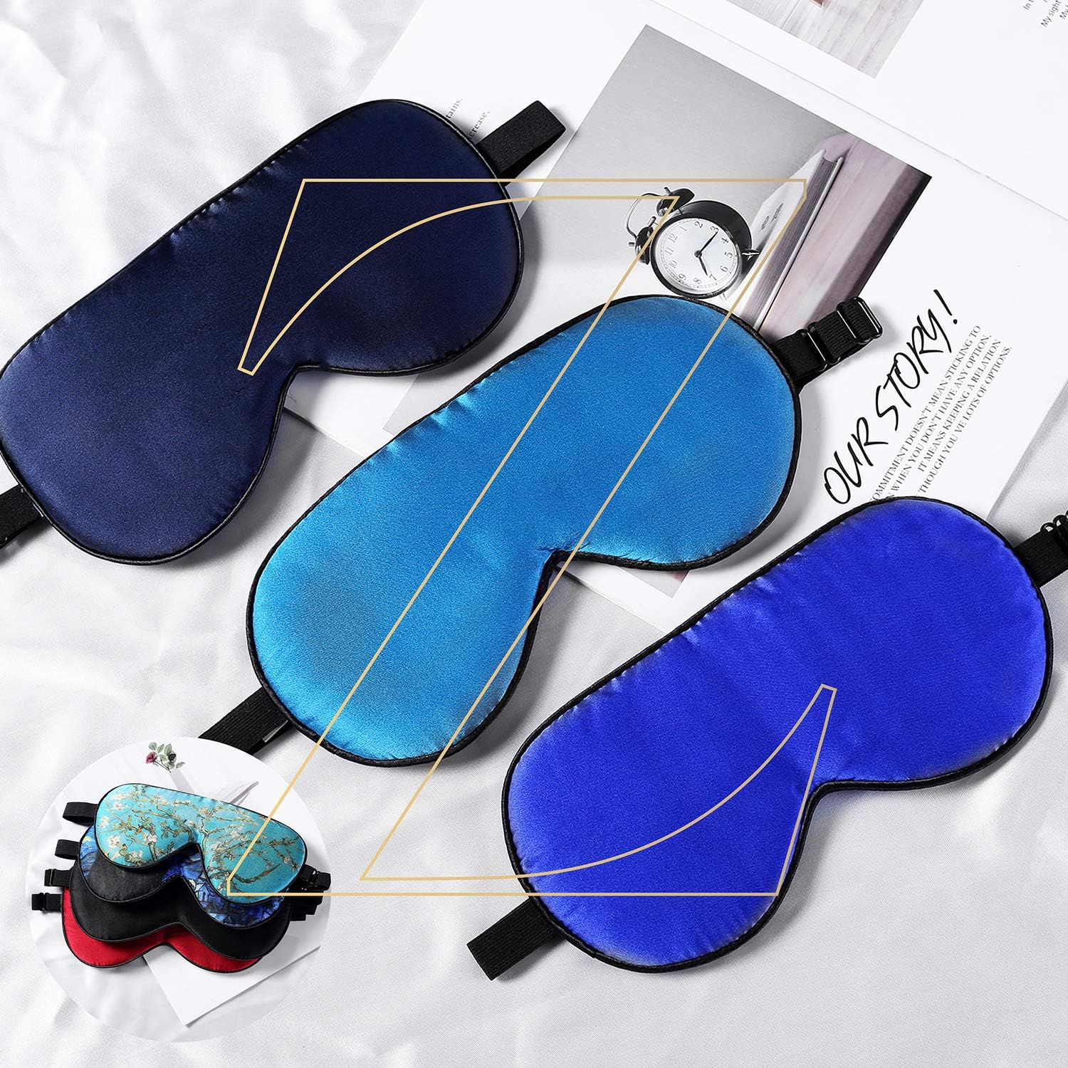 ZIMASILK 100% Natural Silk Sleep Mask,Adjustable Super-Smooth Soft Eye Mask for Sleep,12 Color Option(Navy Blue): Health & Personal Care