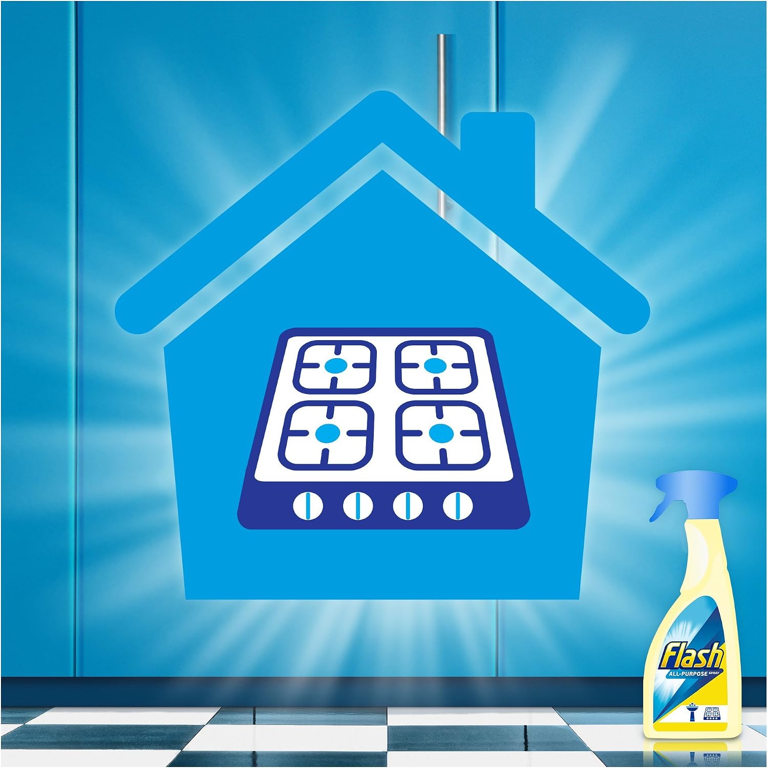 Flash Kitchen Cleaner Spray, 4.5 Litres (450 ml x 10), Surface Cleaner & Grease Remover, Streak-Free Shine, Fresh Citrus Scent - Image 3