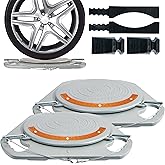 AUTOSOLO Low Profile Wheel Alignment Turn Plates 1 Inch Drive-On Deck with 1 Inch Lateral Slip - Automotive Alignment Tools for DIY Home Garage Toe Camber and Caster