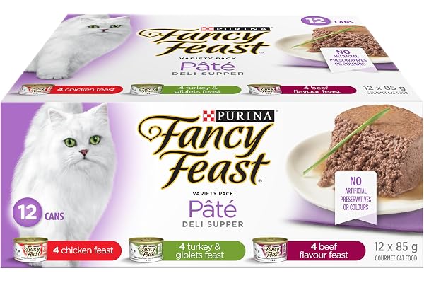 Fancy Feast Deli Supper Wet Cat Food, Pate Variety Pack 3 Flavours - 85 g Can (12 Pack)