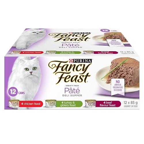 Fancy Feast Deli Supper Wet Cat Food, Pate Variety Pack 3 Flavours - 85 g Can (12 Pack)