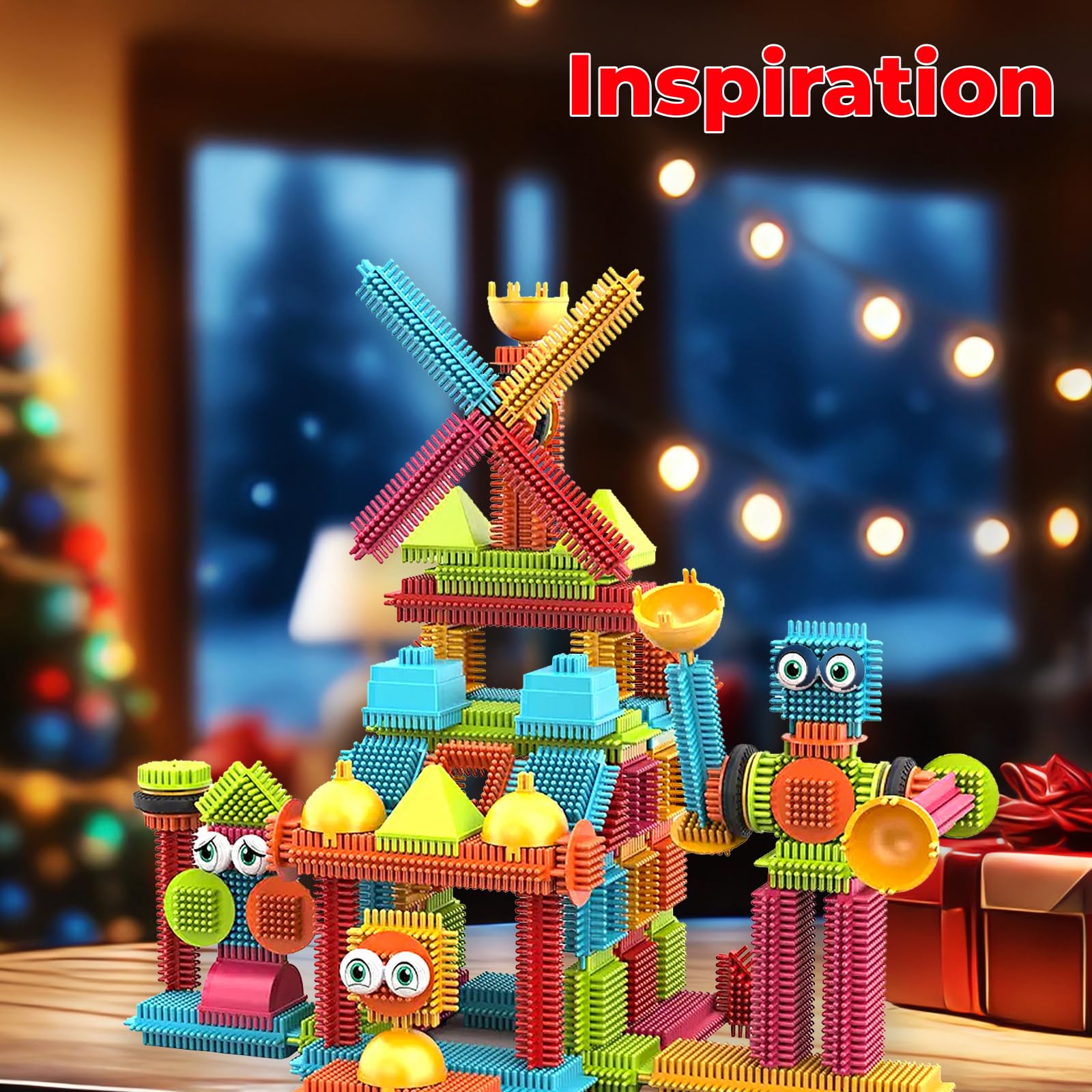 Contixo 144 pcs Bristle Shape 3D STEM Building Toys, Construction Learning Stacking Educational Block, Creativity Beyond Imagination, Inspirational, Safe & Durable, Recreational Toy for Kids Ages 3-8