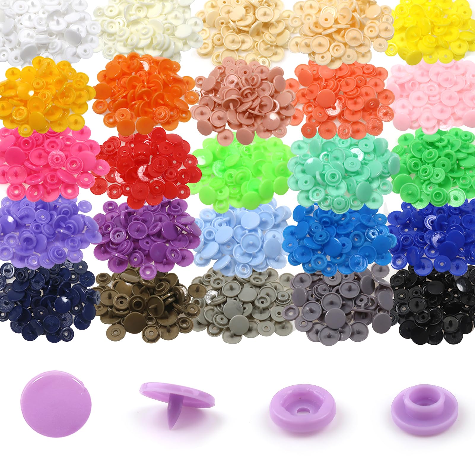 TOAOB 500 Sets T5 Plastic Press Studs Multi-Coloured Resin Colours 12 mm for Sewing Accessories Clothing DIY Craft Scrapbook