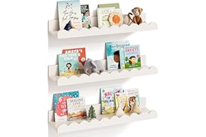G&W Gruwald Nursery Book Shelves, Set of 3, Nursery Decor for Baby and Toddler, Scalloped Shelves, Book Shelf for Kids Rooms, Wall Book Shelves for Bedroom Kids, Floating Book Shelves for Wall