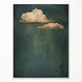 Venphude Vintage Sky Cloud Canvas Wall Art, Retro White Clouds In The Blue Sky Art Prints, Nature Landscape Cloud Painting Poster for Room Aesthetic, Moody Clouds Picture Decor 16x24in Unframed