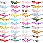 Geopty 40 Pairs Colorful/Black Rectangle Sunglasses Bulk Adults Unisex, Fun 90s Retro Y2k Small Rectangle Party Glasses