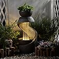 SERBILHOME Waterfall Fountain Outdoor Fountains Garden - Modern Curved S-Shaped Waterfalls Feature with Bowl Planter Waterscape for Patio Deck Yard Balconies Home Decor, 31.9 Inchs, Resin