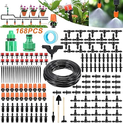 Pathonor Micro Drip Irrigation Kit 15m 50ft Patio Automatic Watering Kit Adjustable Mist Cooling Irrigation System Outdoor Garden Balcony Lawn Greenhouse Micro Flow Drip Watering System Updated Amazon Co Uk Garden Outdoors