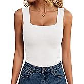 ANRABESS Tank Tops for Women 2026 Summer Square Neck Sleeveless Rib Knit Basic Slim Fit Shirts Casual Basic Workout Clothes