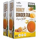 Fusion Select 40 Sachets Original Ginger Honey Crystals Packets - Crystallized Ginger Tea with Honey - Easy-to-Prepare Instant Drink Mix - Natural Ingredients with No Caffeine