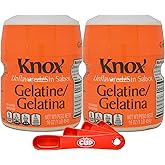Knox Gelatine Unflavored Clear, Bulk 16 Ounce (Pack of 2) with By The Cup Measuring Spoons