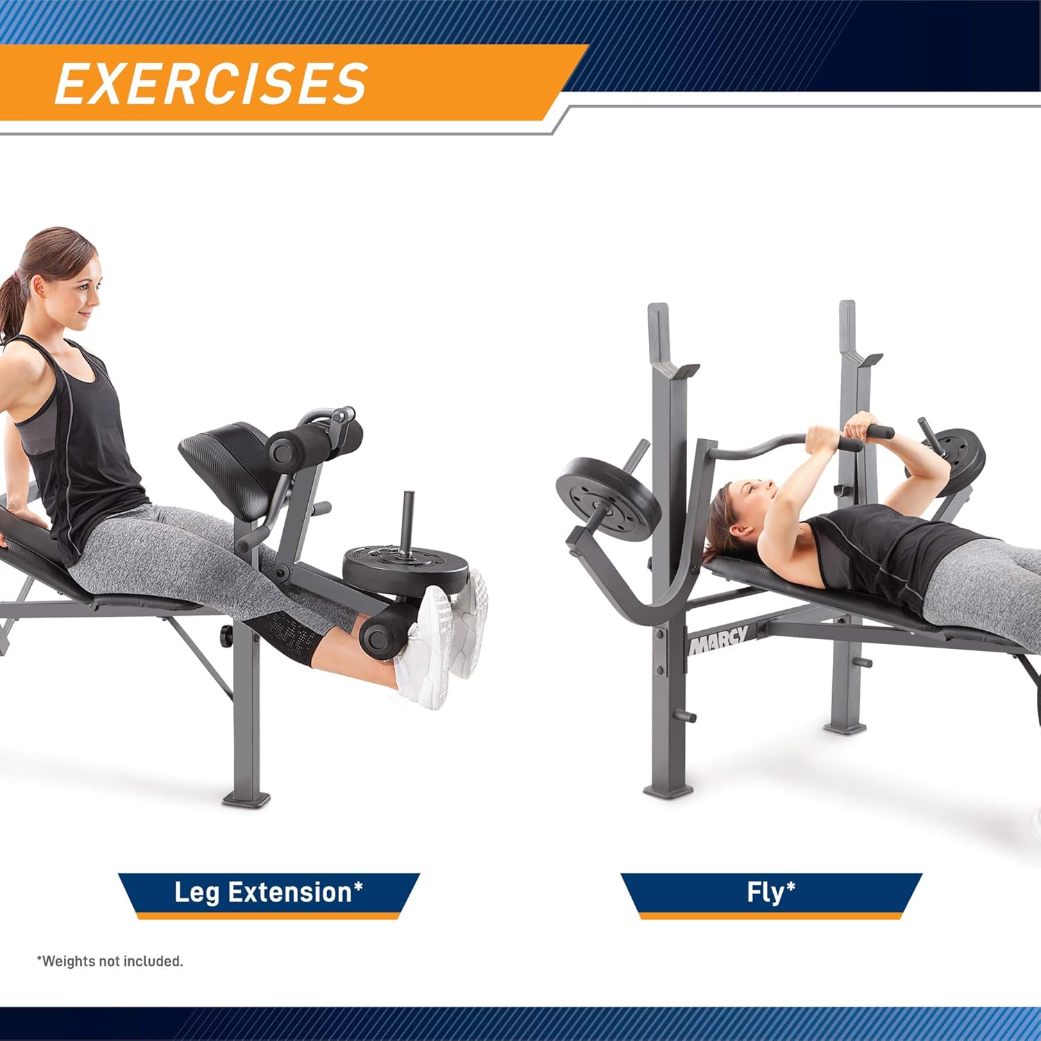 Marcy Standard Weight Bench with Leg Developer Multifunctional Workout Station for Home Gym Weightlifting and Strength Training MD-389: Sports & Outdoors