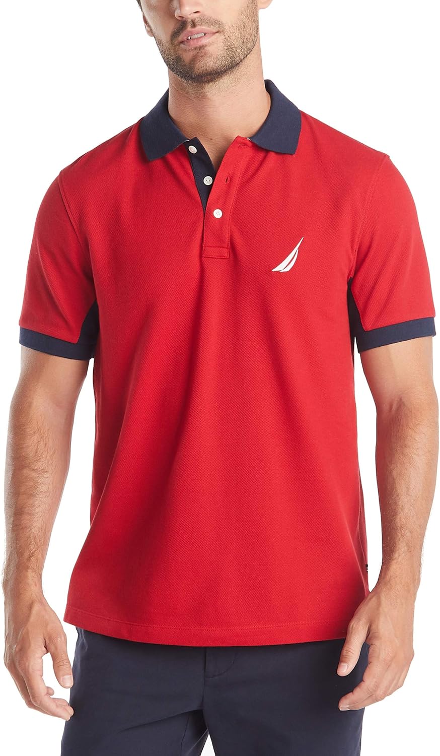 Nautica Men's Classic Fit Short Sleeve Performance Pique Polo Shirt at