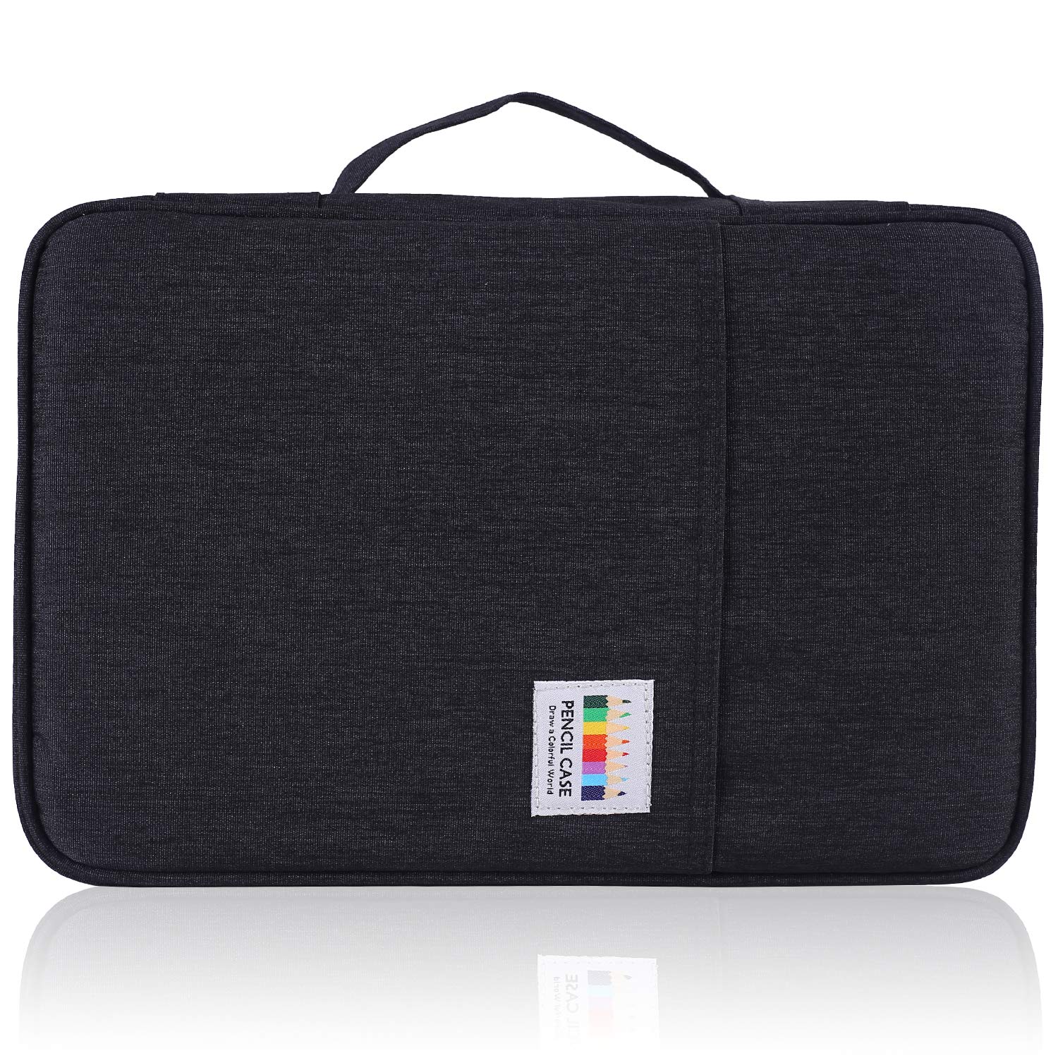 Shulaner 300 Slot Pencil Case Holds 300 Colored Pencils or 200 Gel Pens with Zipper Closure Large Capacity Nylon Pen Organizer for Student or Artist - Black