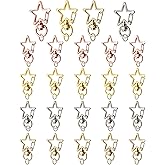 Jiozermi 20 Pcs Star Shape Keychain, Metal Hanging Buckle, Spring Snap Hook with Key Rings, DIY Key Ring, DIY Key Chains Accessories for Bag, Jeans, Jewelry Making, 4 Colors