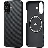 pitaka for iPhone 17 Case 6.3" with Camera Control Button, Compatible with MagSafe, Ultra-Slim Case with Caseless Touch Feeling, 600D Aramid Fiber Woven, Black/Grey(Twill)