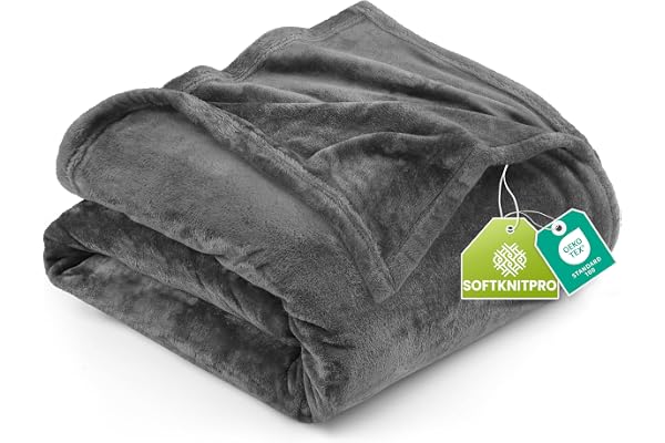 Utopia Bedding Fleece Blanket Queen Size Grey (90x90 Inches) – Ultra Soft Plush Microfiber Bed Blanket, Lightweight Warm Cozy
