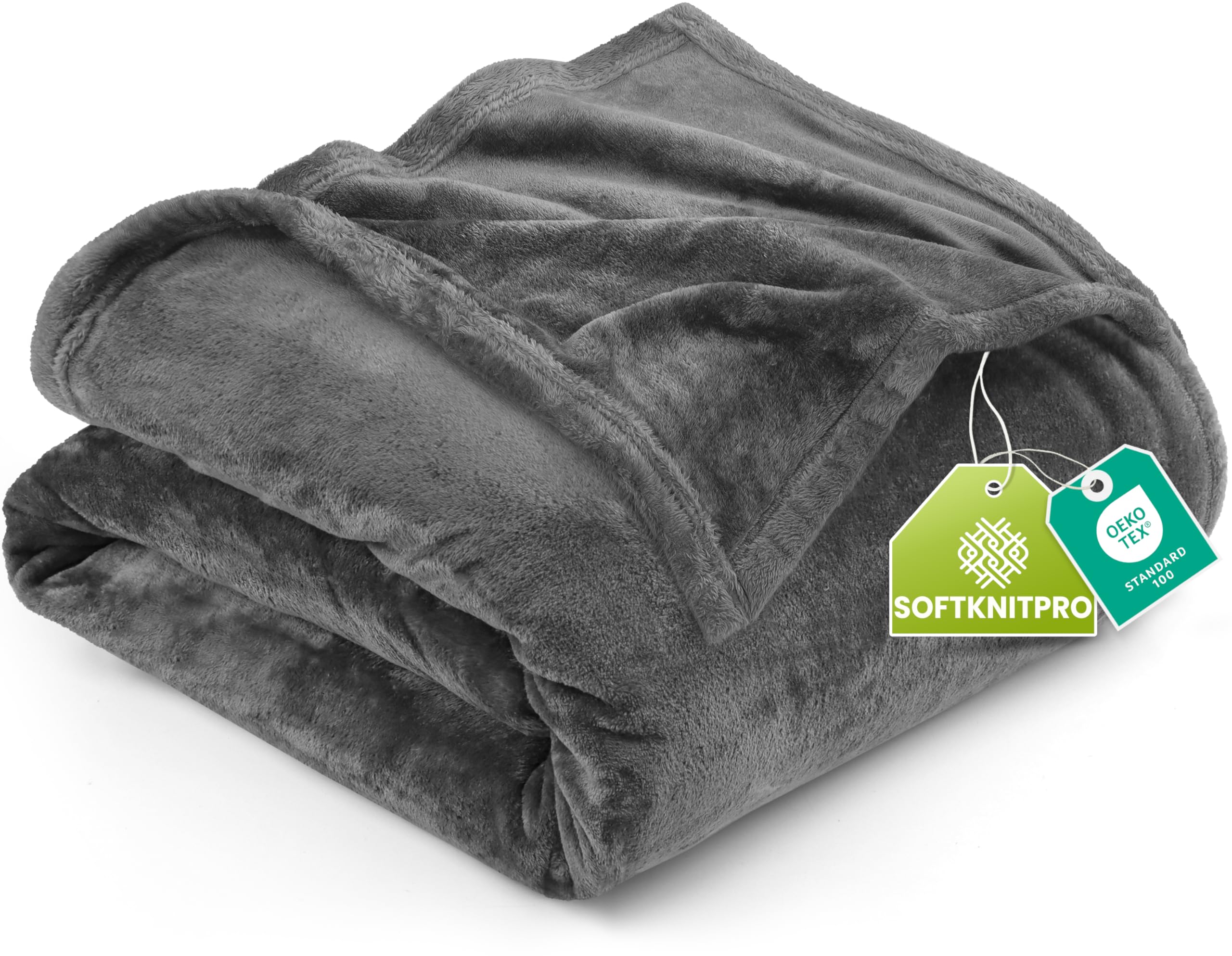 Utopia Bedding Fleece Queen Blanket, Soft, Cosy 300 GSM Fluffy Blankets For Sofas, Bed, Couches [Grey, 228x228 cm] — image 1