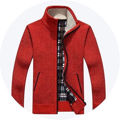 mens red zipper cardigan