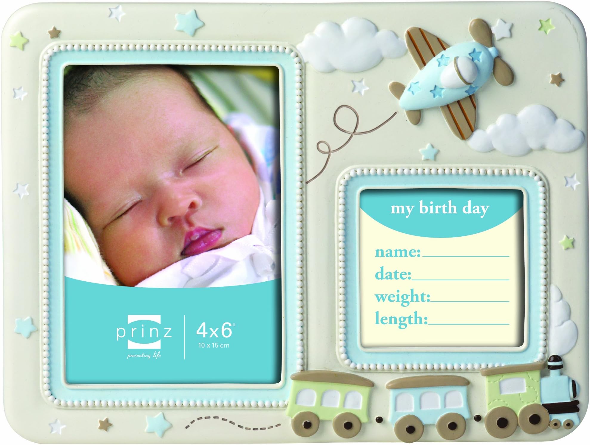 PRINZ That's My Boy Resin Frame with Birth Announcement, 4 by 6-Inch