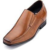 CALTO Men's Invisible Height Increasing Elevator Shoes - Copper Brown Premium Leather Slip-on Dress Loafers - 3 Inches Taller - Y3022 - Size 9 D(M) US