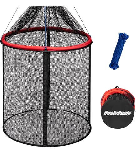 Amazon.com : QualyQualy Floating Fish Basket for 5 Gallons Buckets, Foldable Fishing Basket Bait Net for Live Caught, Rubber Coated Mesh Fish Holder for Kayak Fishing Live Well Baitfish Minnow Bucket