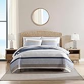 Nautica - Queen Quilt Set, Soft & Breathable Cotton Bedding with Medium Weight Feel, Reversible 3 Piece Bed Set with Matching Pillowcases (Galewood Blue)